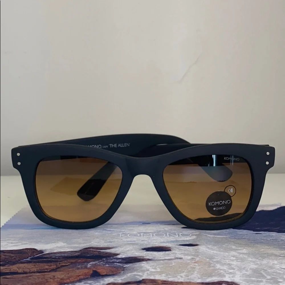 Komono New Allen Black Rubber Sunglasses NEW